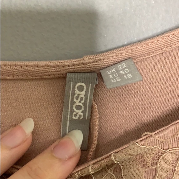 ASOS Plus Curve Pink Knit Lace Stretchy Dress 22 - Picture 7 of 11